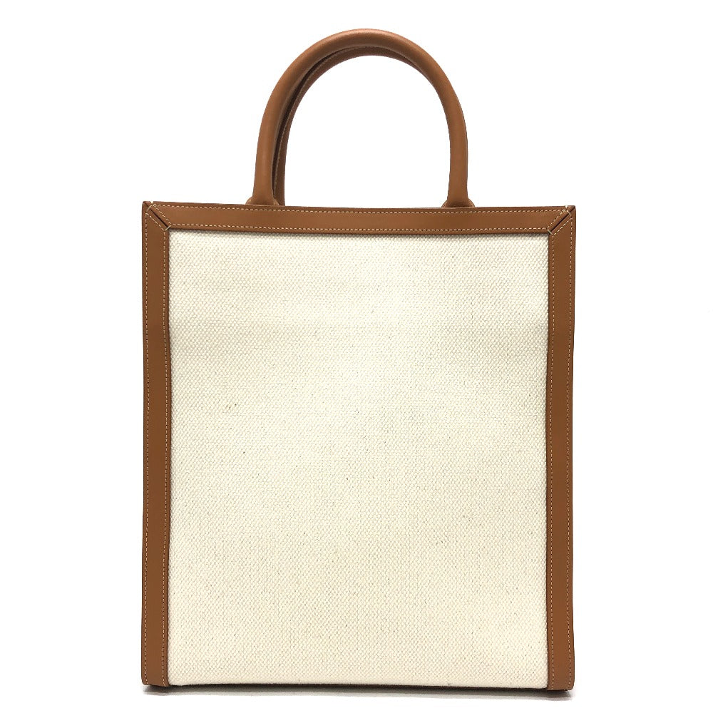 CELINE Tote Bag 192082BNZ.02NT Leather / canvas Beige x brown Small Bar Tikal Kaba Women
