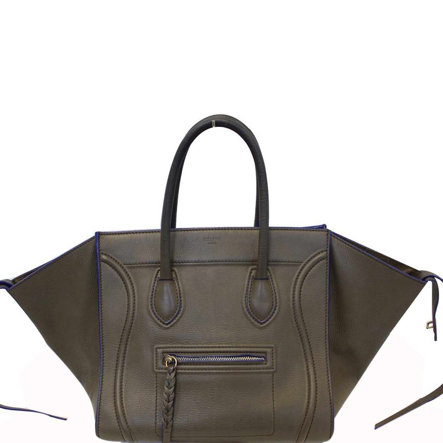 CELINE Phantom Luggage Olive Green Bicolor Grained Leather Bag