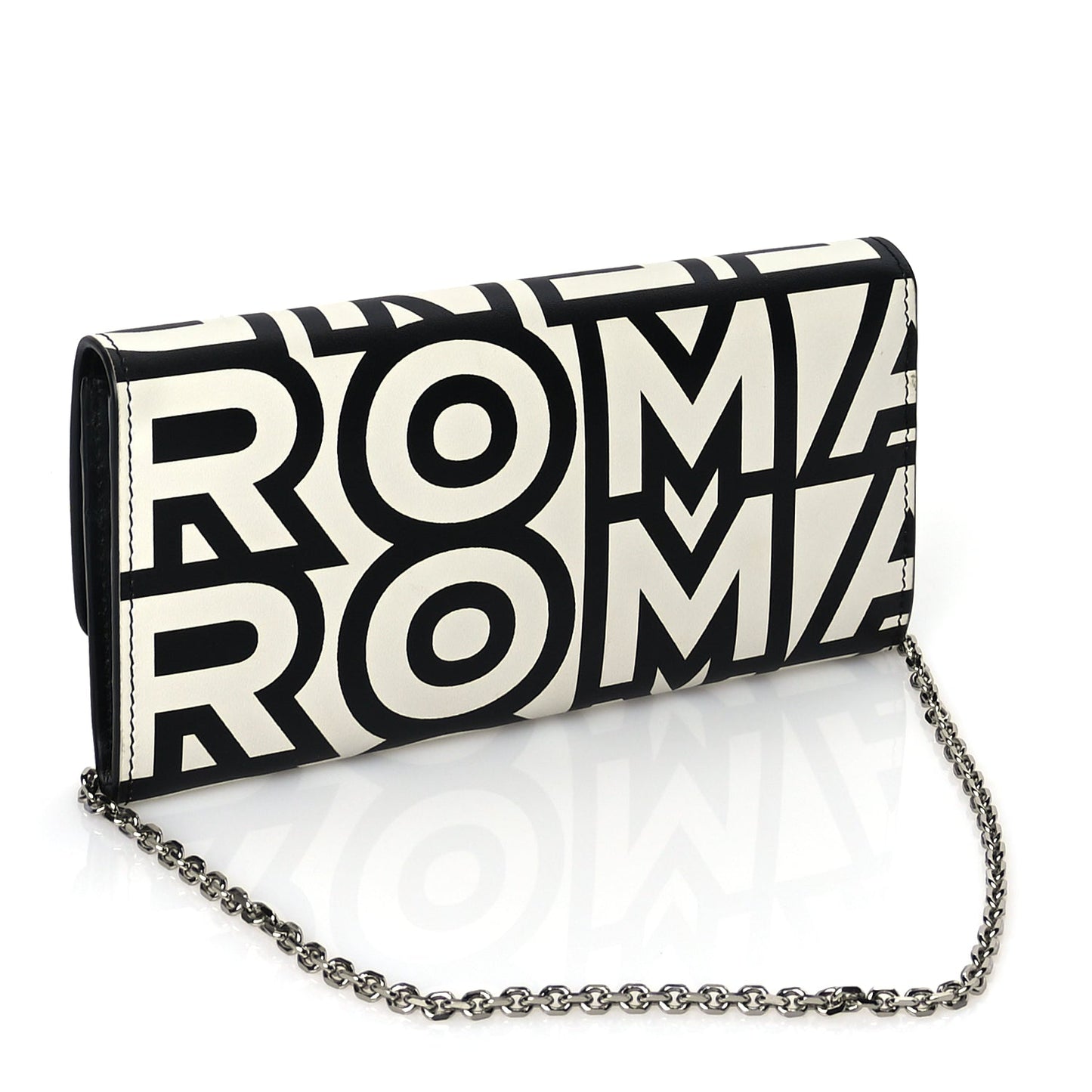 Fendi X MARC JACOBS Nappa Vitello King Logo Print Continental Wallet On Chain White Black