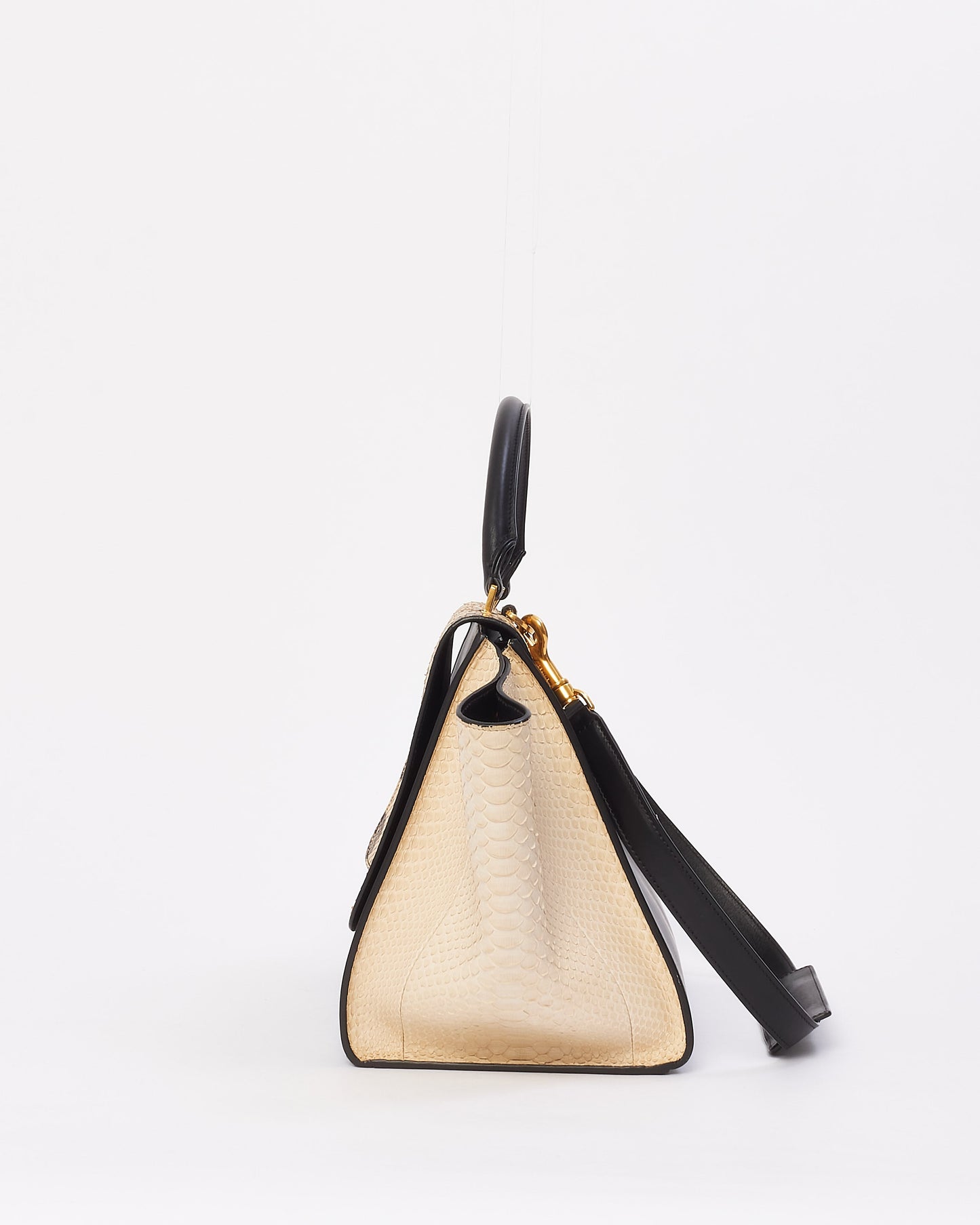 Celine Black & White Python & Leather Medium Trapeze Bag