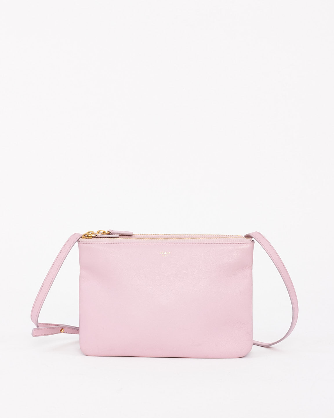 Celine Light Pink Leather Trio Crossbody Bag