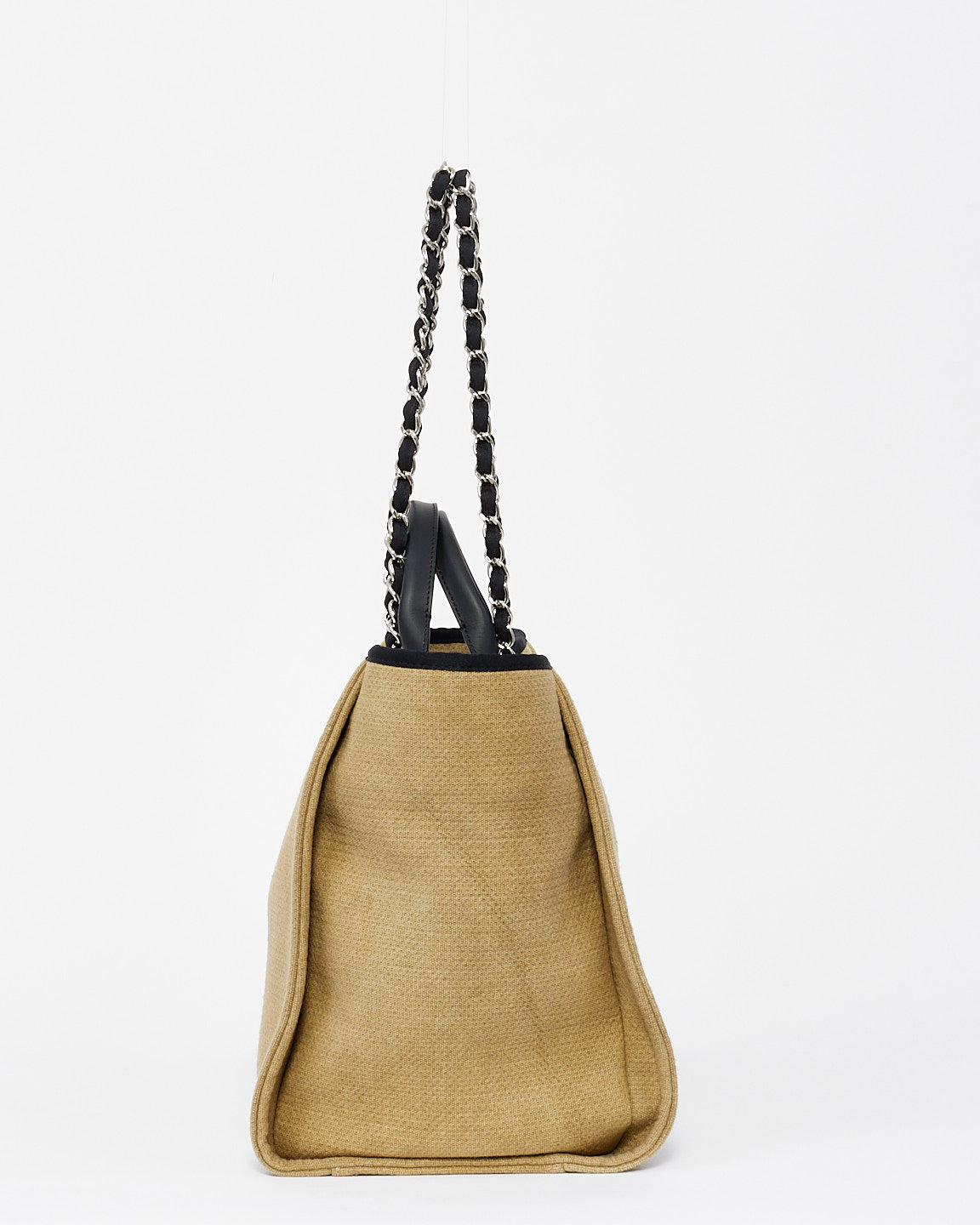 Chanel Beige Canvas Logo Large Deauville Handbag - Rovelle Bags