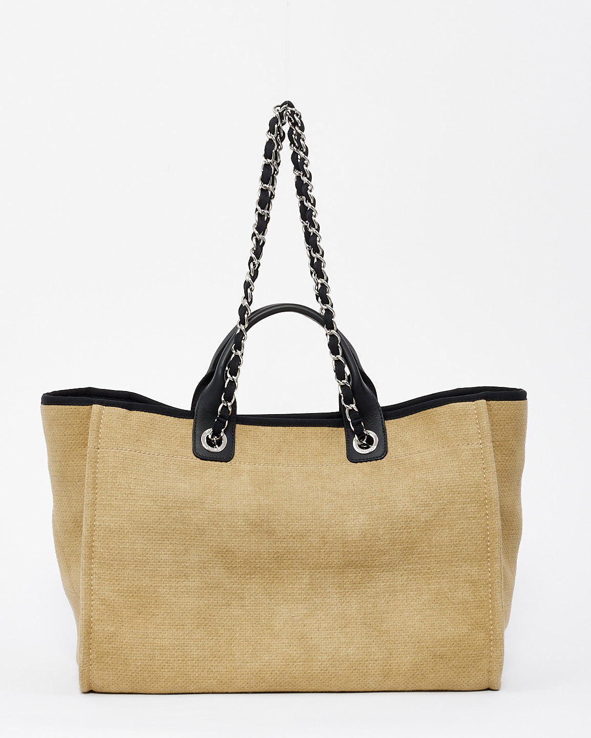 Chanel Beige Canvas Logo Large Deauville Handbag - Rovelle Bags