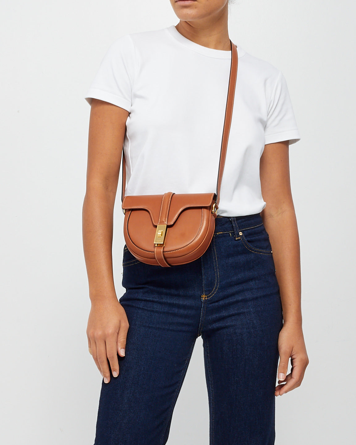 Celine Tan Leather Small Besace Shoulder Bag