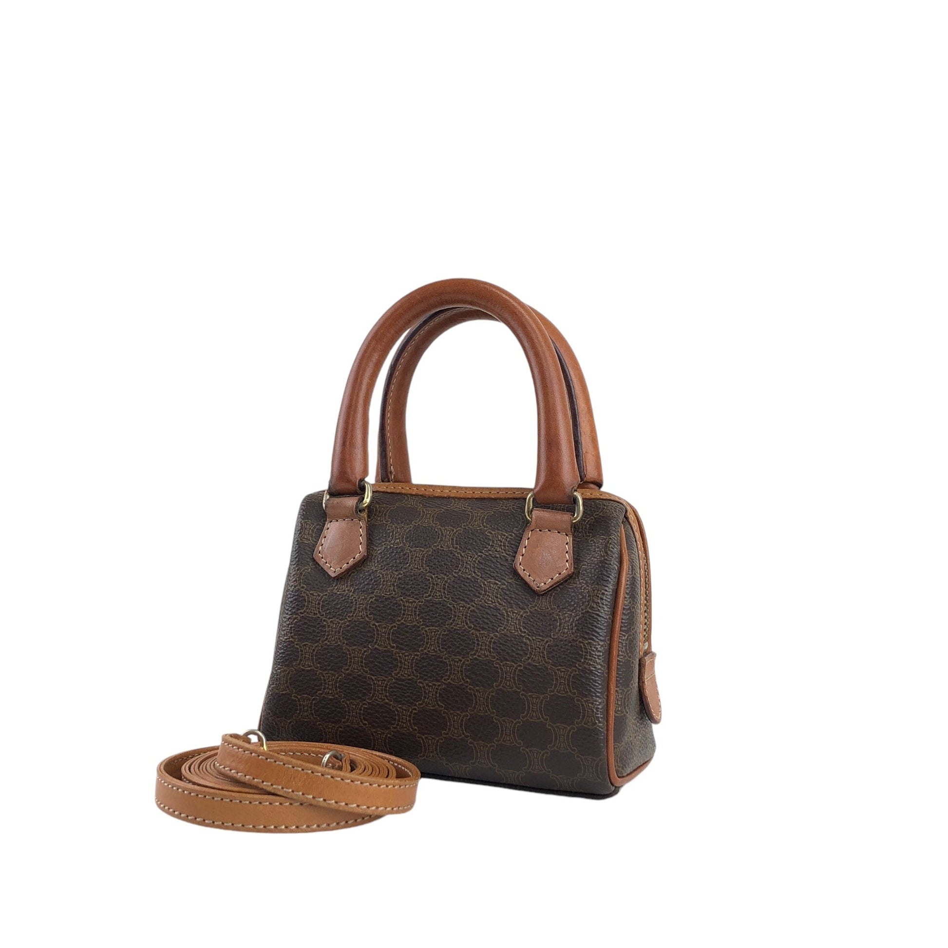 CELINE Macadam Two-way Handbag Shoulder bag Brown rikxpc