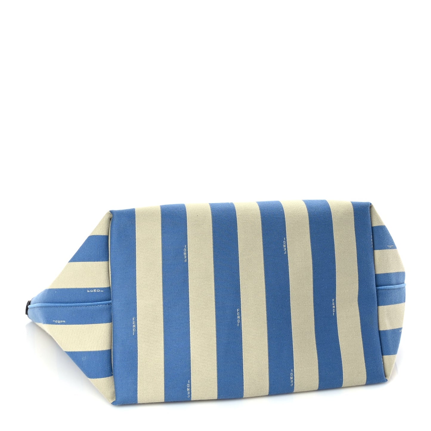 Fendi Pequin Stripe FF Large Roll Tote Cerulean Blue Sand Beige