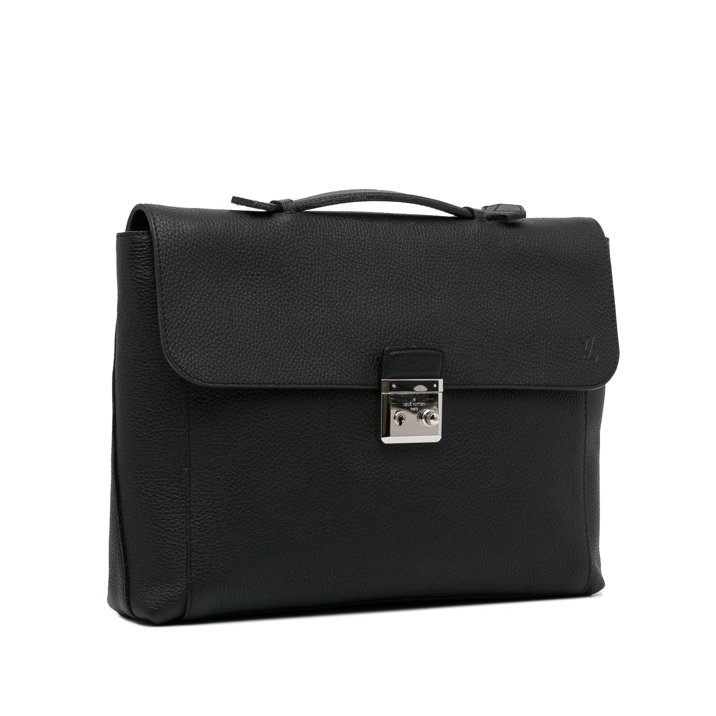 Black Louis Vuitton Taurillon Serviette Dorian Business Bag