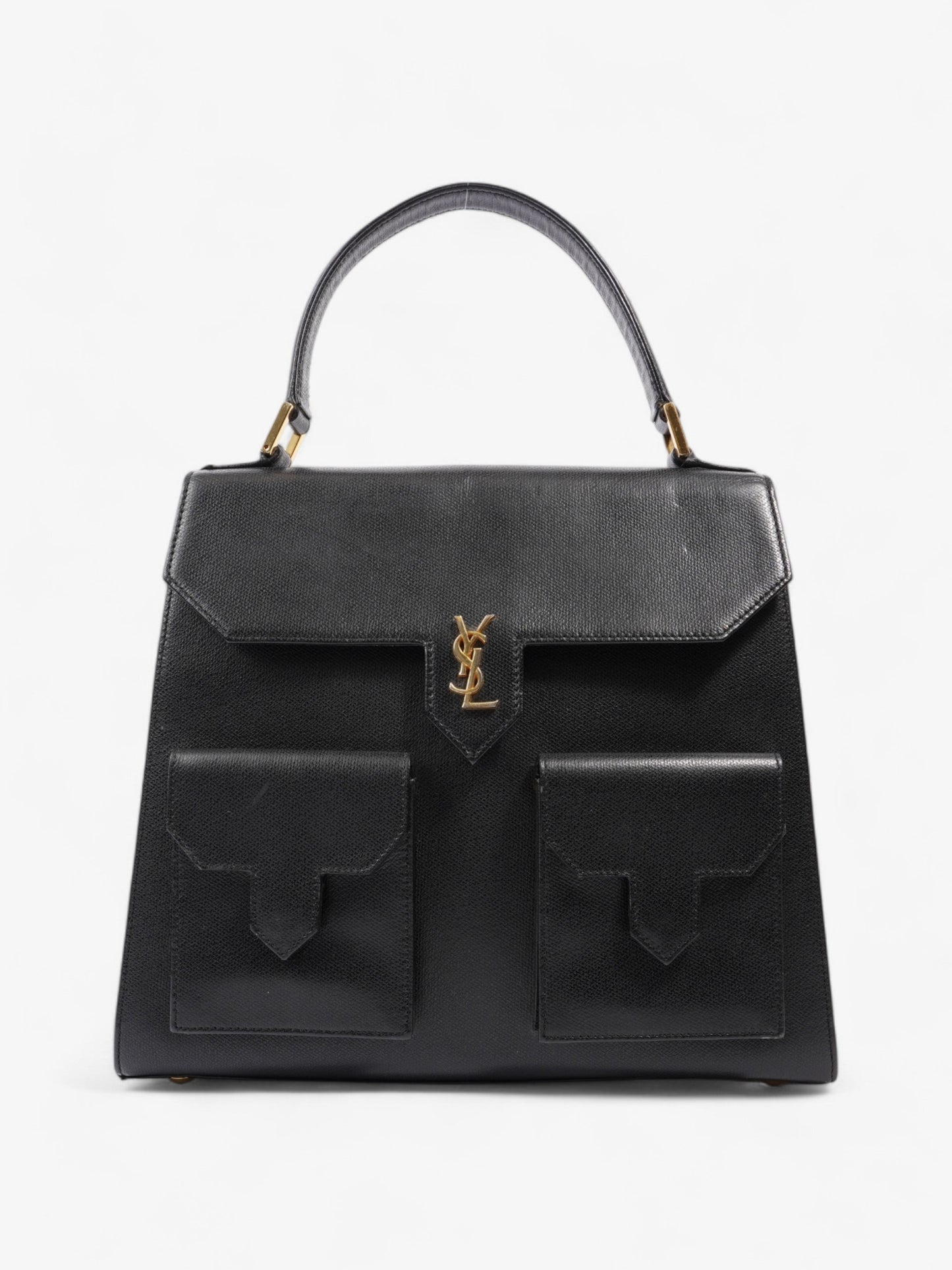 Saint Laurent Top Handle Black Grained Leather