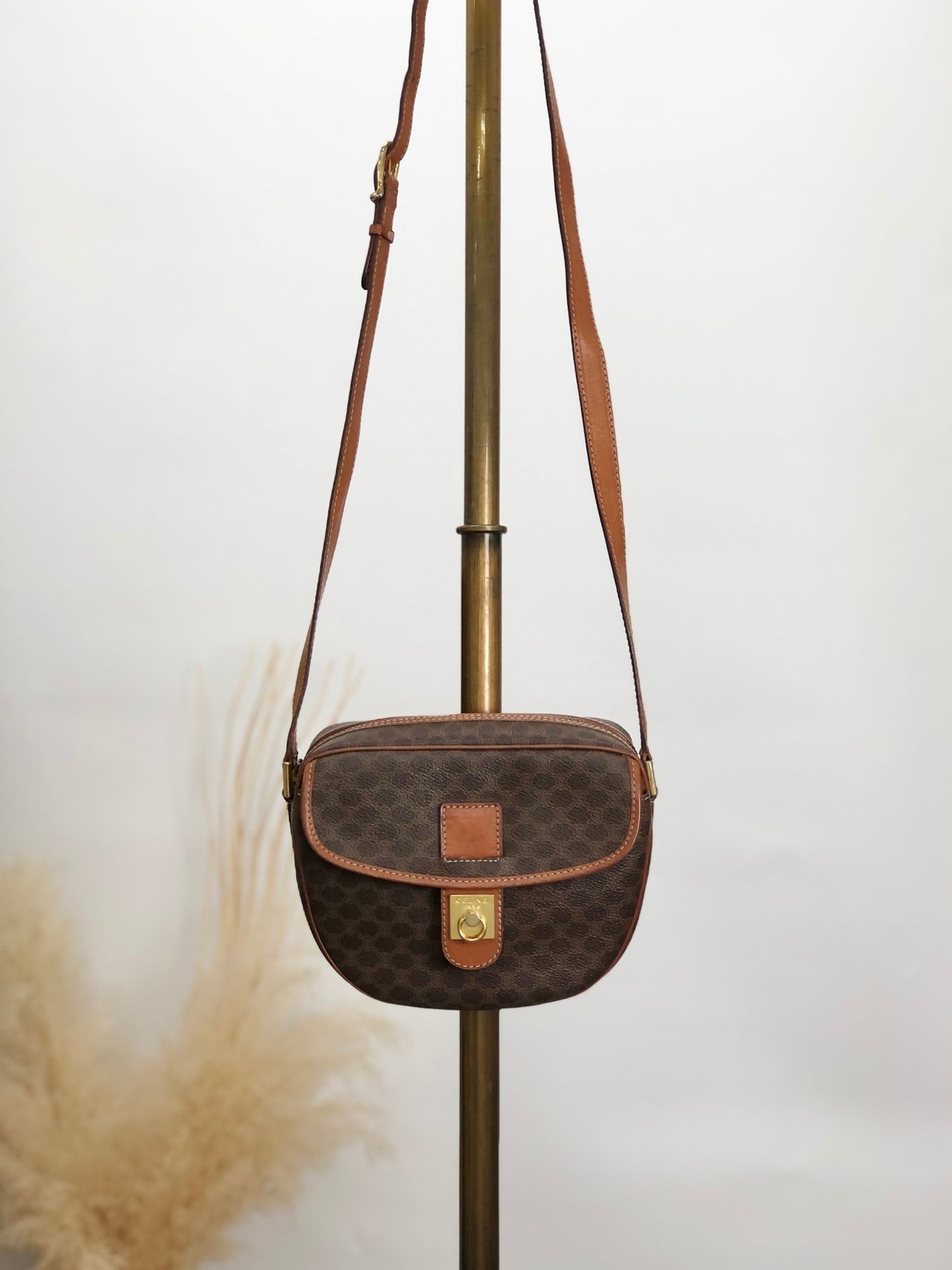 CELINE Macadam Gancini Flap Shoulder bag Brown