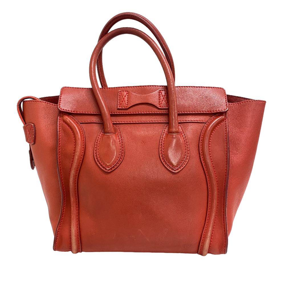 CELINE Handbag leather Red Luggage micro shopper Women