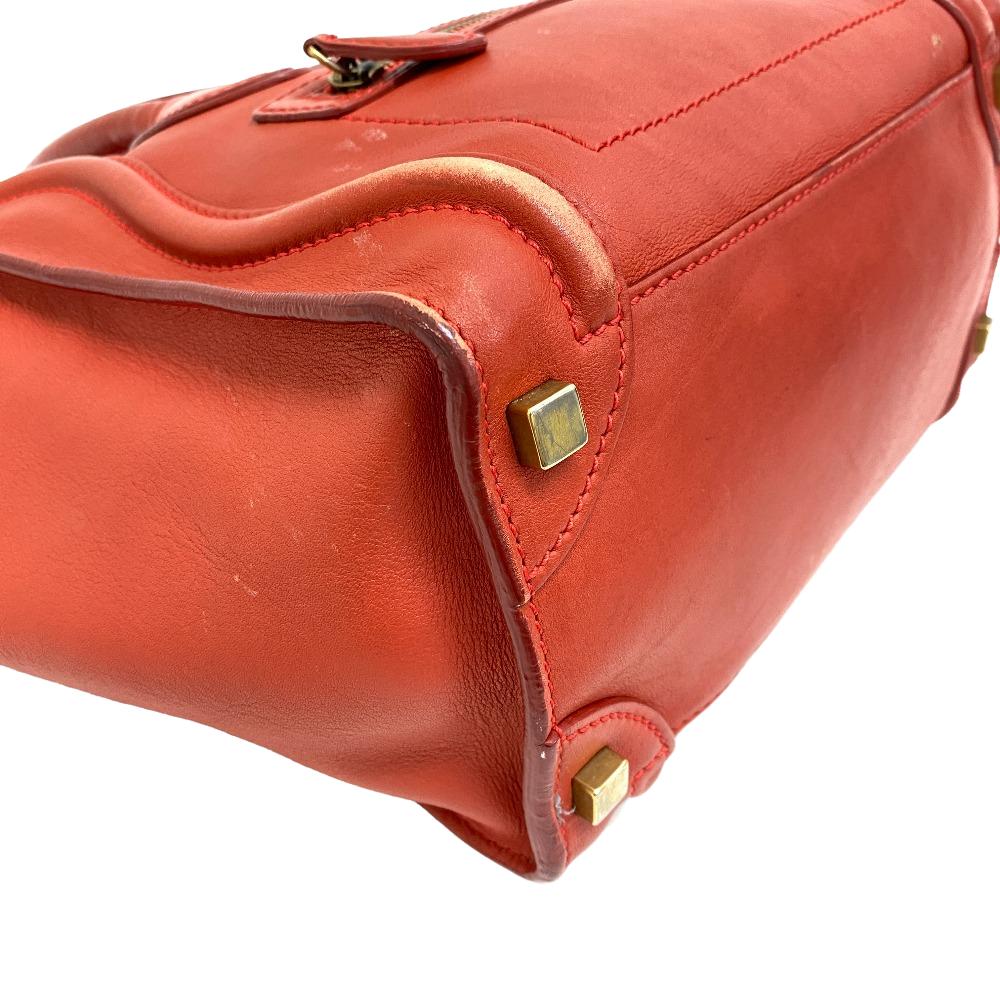CELINE Handbag leather Red Luggage micro shopper Women