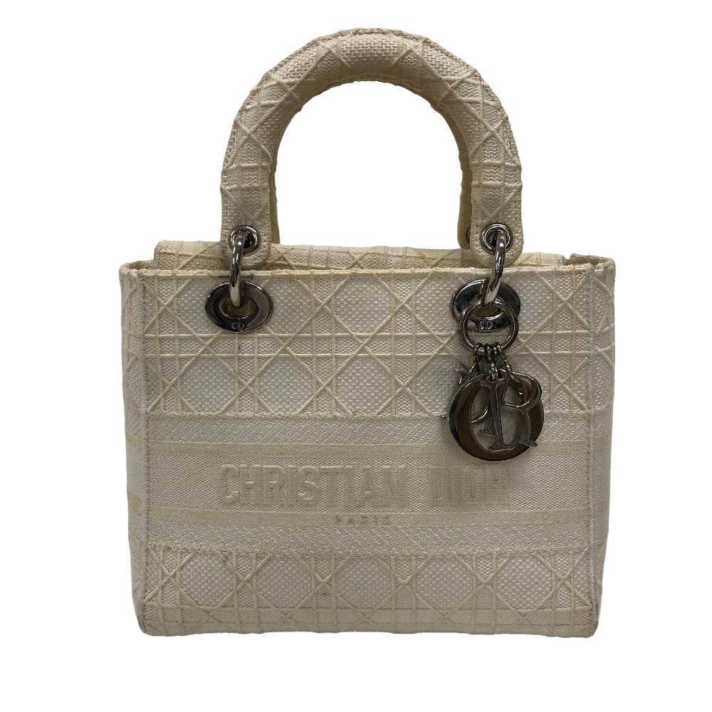 Dior Handbag canvas white 2WAY Lady Dior Canage Women