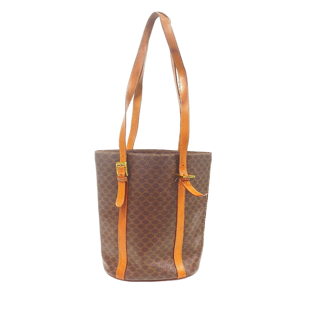 CELINE Tote Bag leather Brown one belt Macadam Women