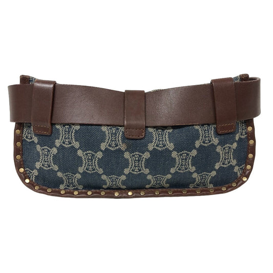 CELINE Sling bag Denim, Leather blue Waist pouch Macadam Triomphe Women