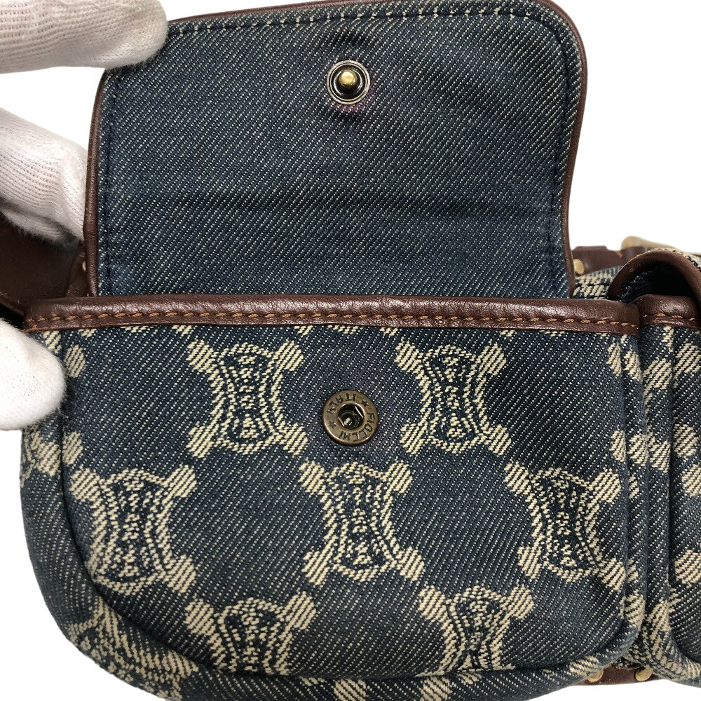 CELINE Sling bag Denim, Leather blue Waist pouch Macadam Triomphe Women