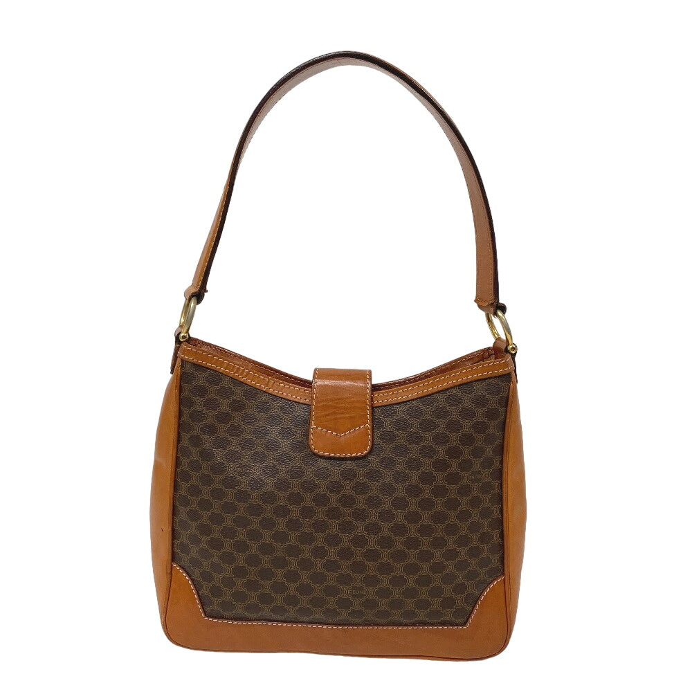 CELINE Shoulder Bag leather Brown Macadam Gancini Women