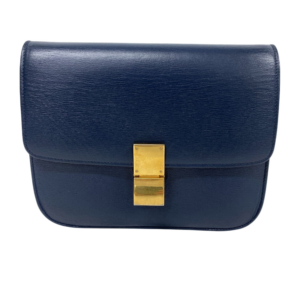 CELINE Shoulder Bag leather Navy medium Classic box Women