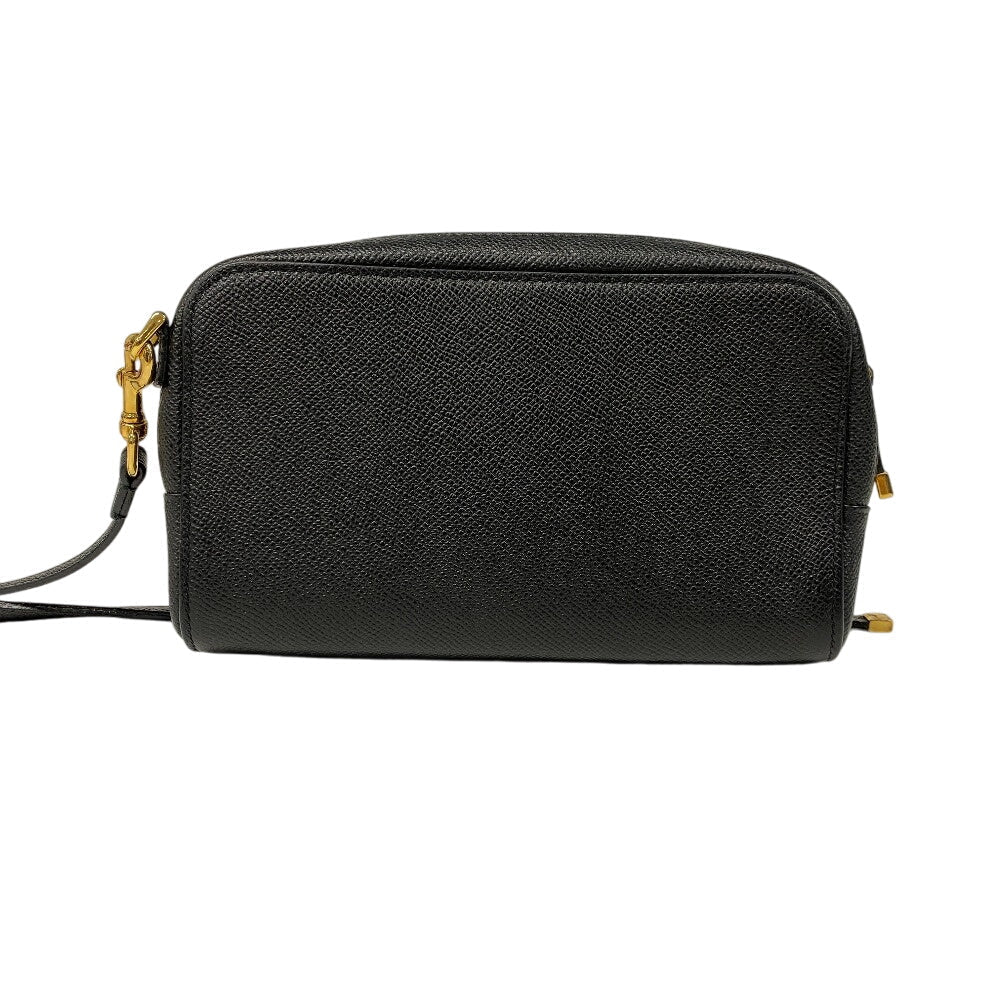 Christian Dior Shoulder Bag leather black Calo double pouch Women
