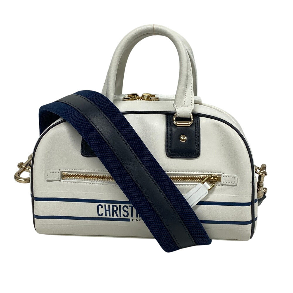 Christian Dior Handbag leather white 83-MA-0212X Vibe Bowling bag Women