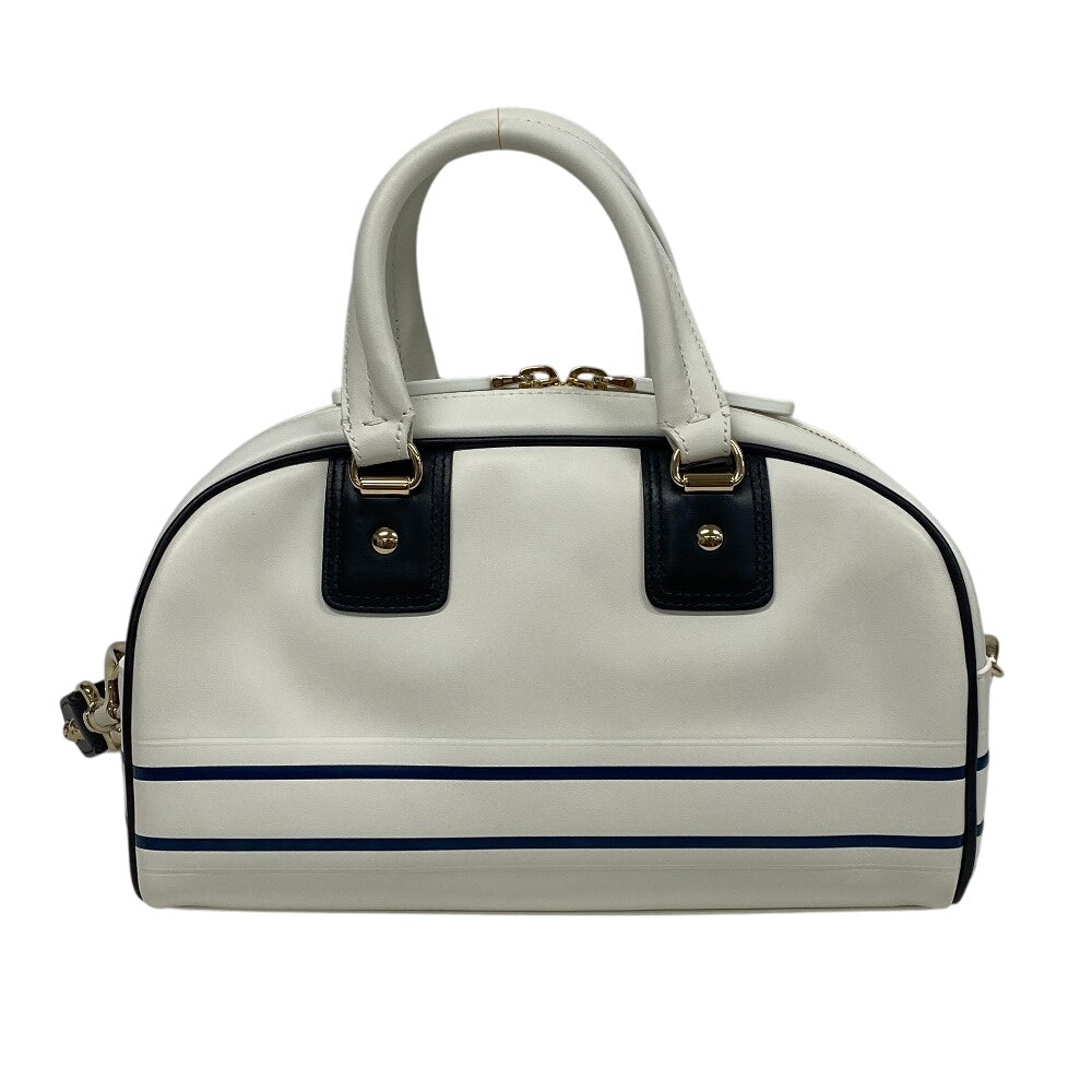 Christian Dior Handbag leather white 83-MA-0212X Vibe Bowling bag Women