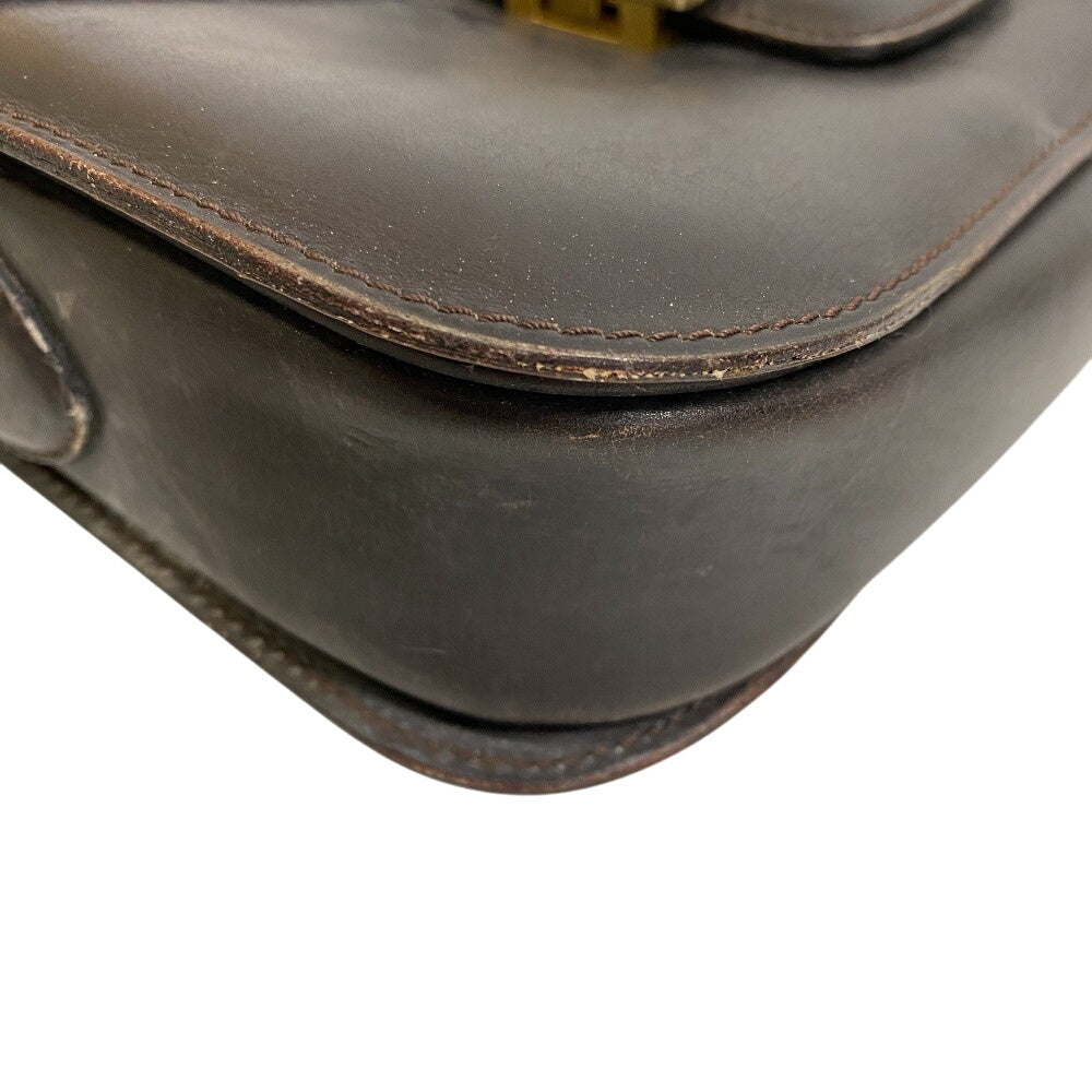 CELINE Shoulder Bag leather Brown Carriage Metal Women