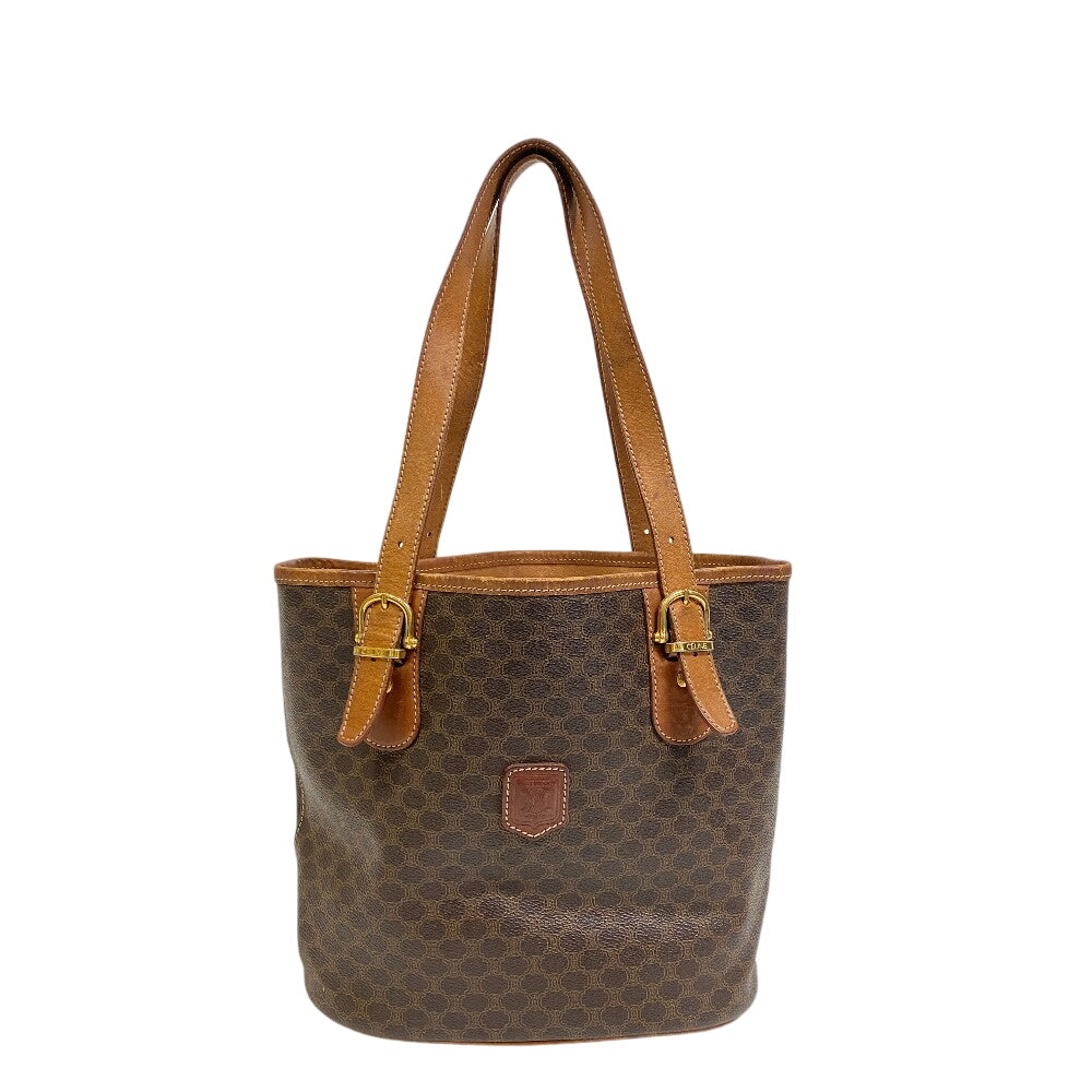CELINE Tote Bag leather Brown bucket Macadam Women