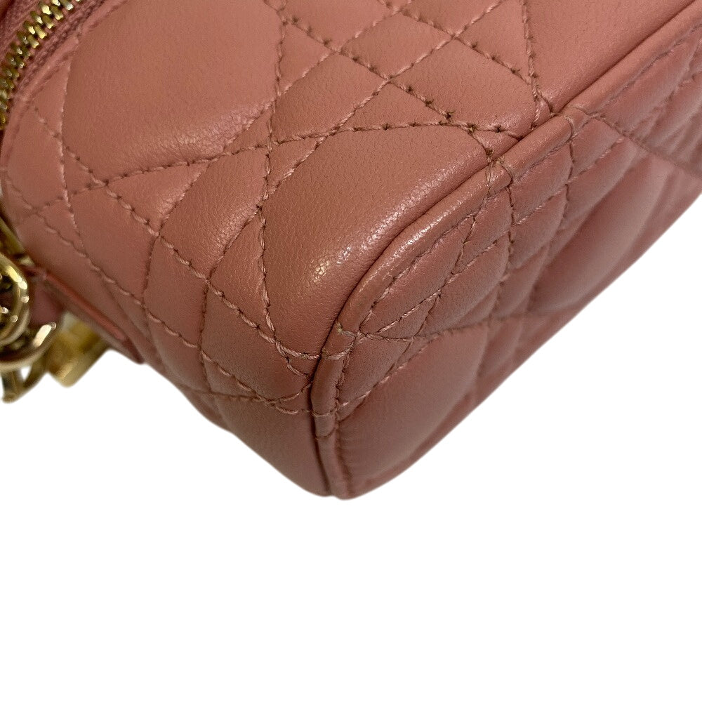 Christian Dior Shoulder Bag leather pink 2way pouch Cannage Shoulder Vanity Women