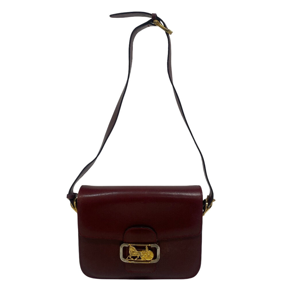CELINE Shoulder Bag leather wine-red Shoulder Bag Carriage Metal Women