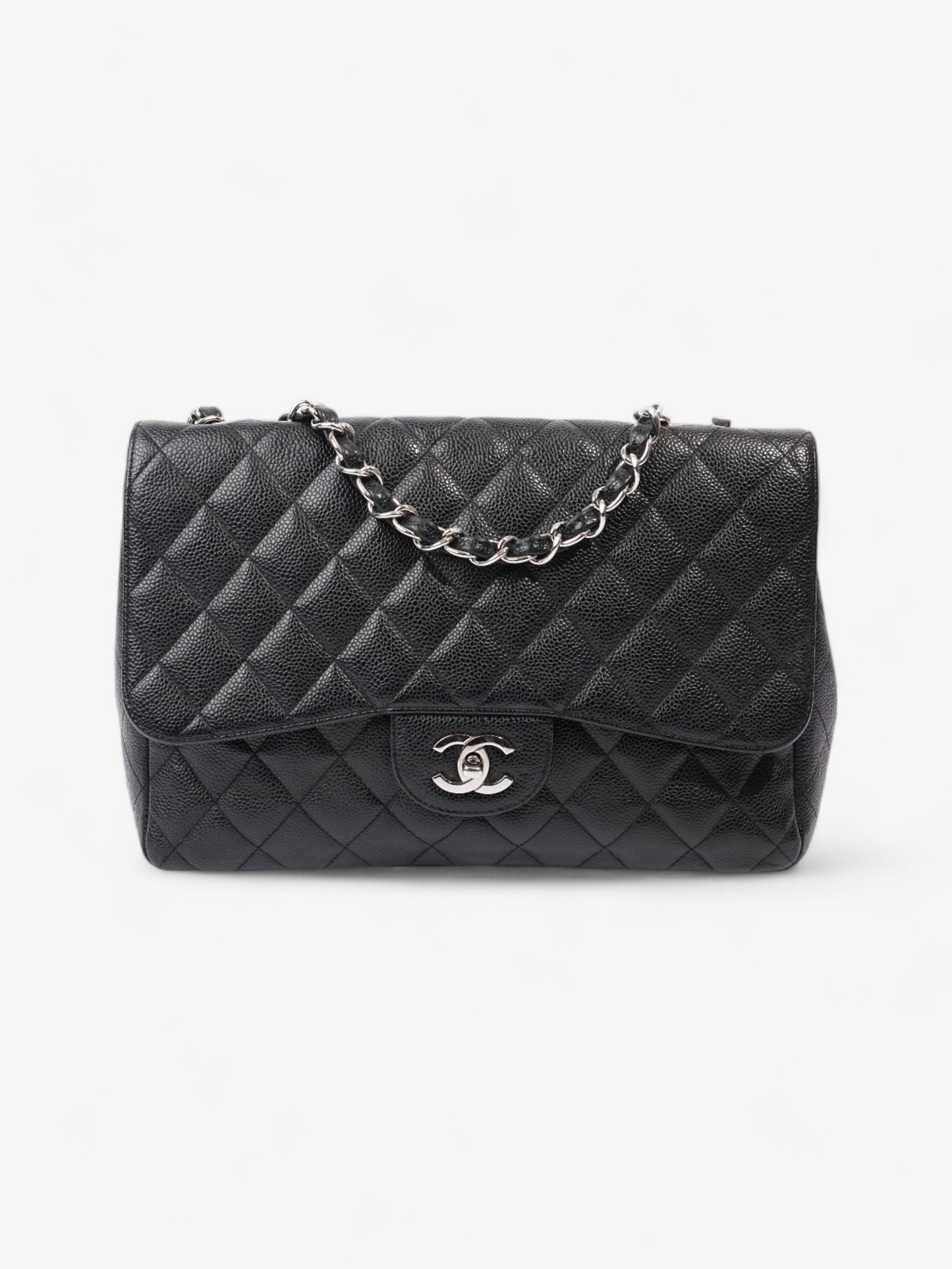 Chanel Classic Single Flap Black Caviar Leather Jumbo