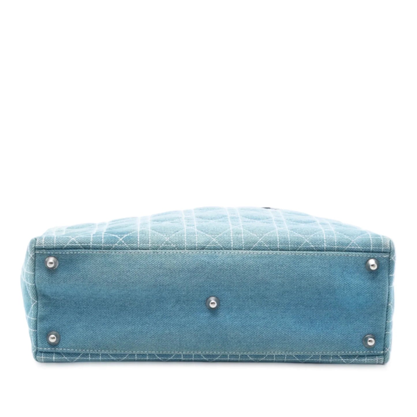 Blue Dior Large Denim Cannage Acrylic Handles Lady Dior Satchel