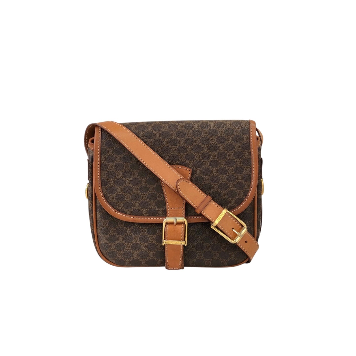 CELINE Macadam Front Buckle Shoulder bag Brown h4fac7