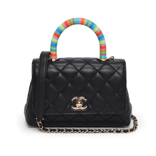 Chanel Black Goatskin Rainbow Extra Mini Handbag - Rovelle Bags