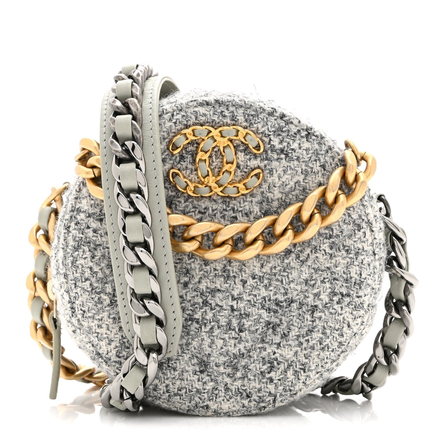 Chanel Wool Tweed Lambskin Quilted Chanel Clutch Bag - Rovelle Bags