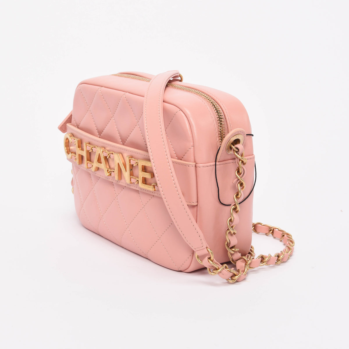 Chanel Pink Quilted Calfskin Enchained Camera Camera Bag - Rovelle Bags