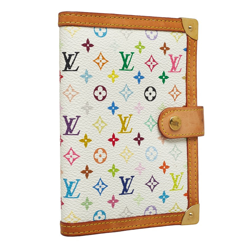 Louis Vuitton Multicolor Agenda PM Handbook Cover R20896 White PVC Leather Louis Vuitton