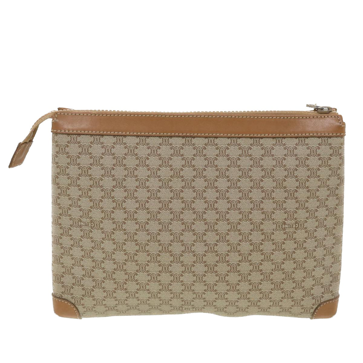 Luxury CELINE Macadam Canvas Clutch Bag Beige ac1845