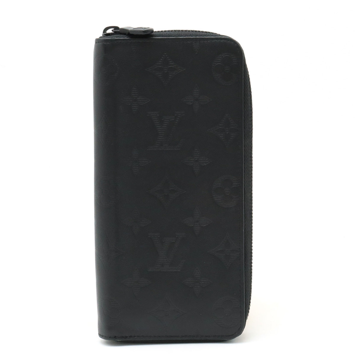 Louis Vuitton Monogram Shadow Zippie Wallet Vertical Round Long Wallet Leather Black M62902
