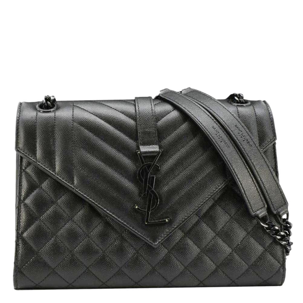 Saint Laurent Envelope Leather Black Shoulder Bag Style 25