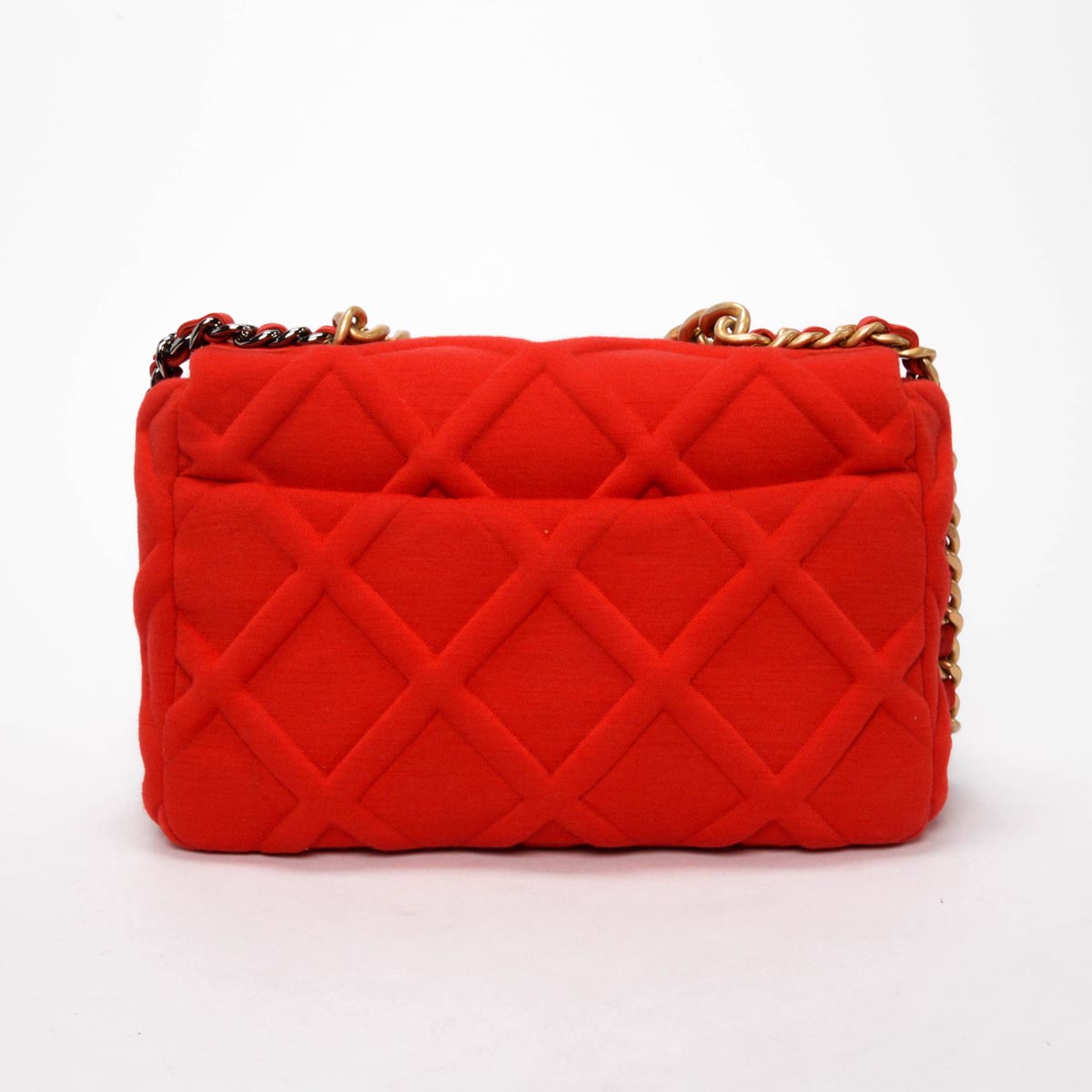 Chanel Red Quilted Jersey Large Chanel Handbag - Rovelle Bags
