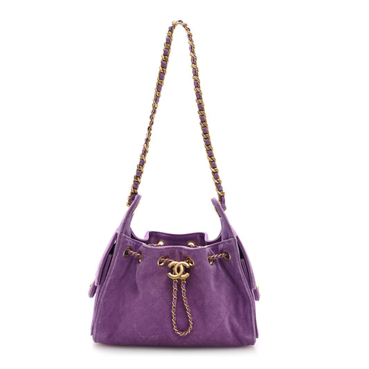 Chanel Suede Quilted Mini Chanel 25 Handbag - Rovelle Bags