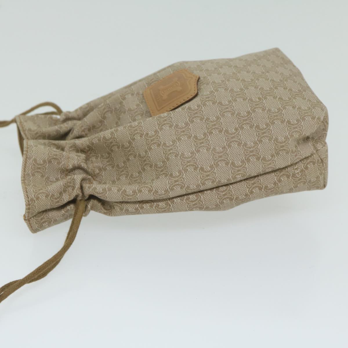 Luxury CELINE Macadam Canvas Drawstring Pouch Beige ai715