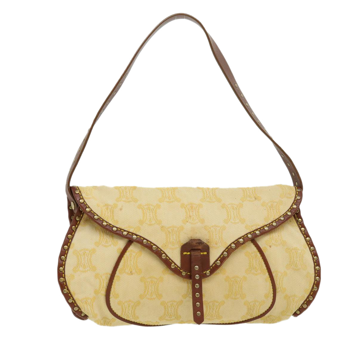 Luxury CELINE Paris Macadam Canvas Shoulder Bag Beige am3138