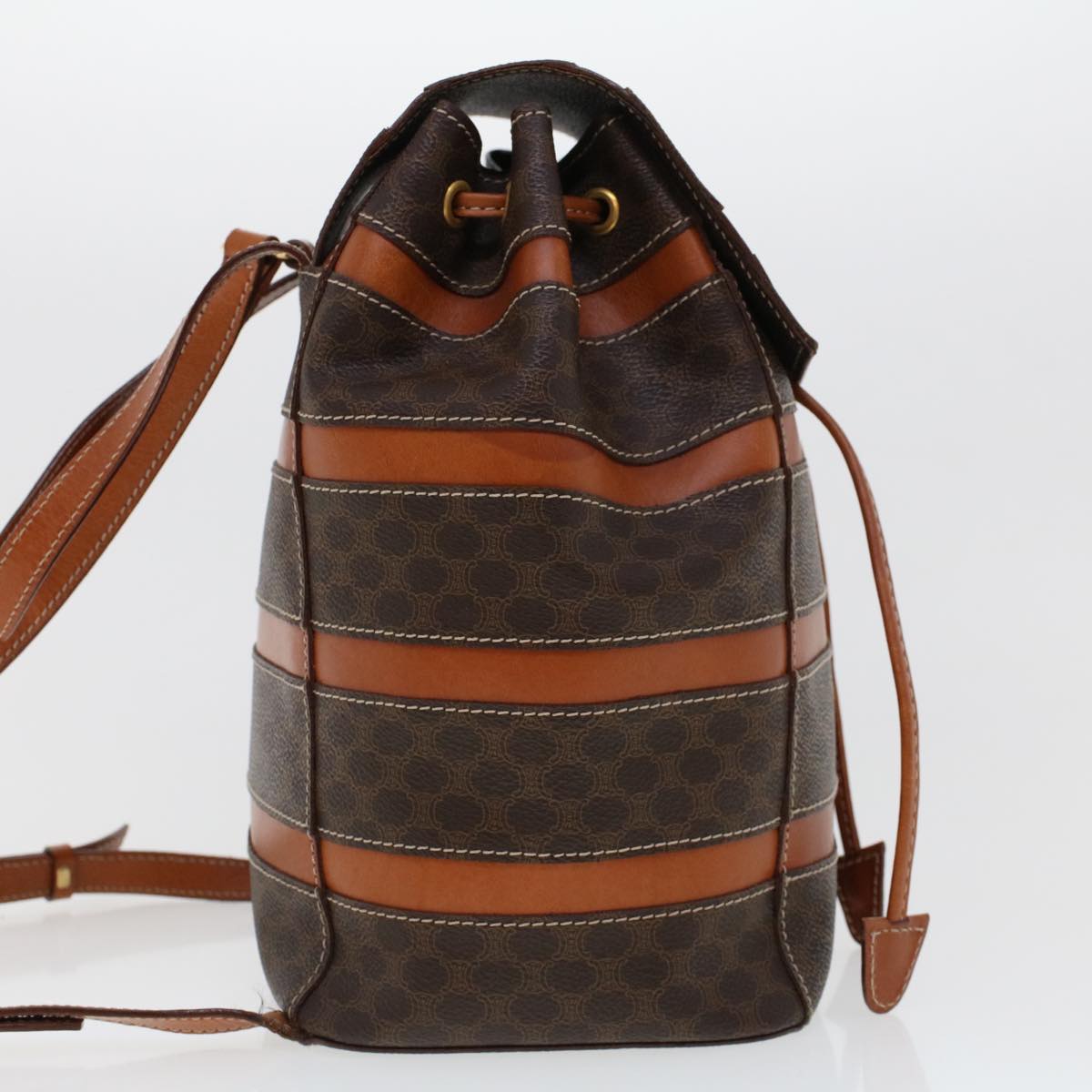 Luxury CELINE Macadam Canvas Backpack PVC Leather Brown am4403