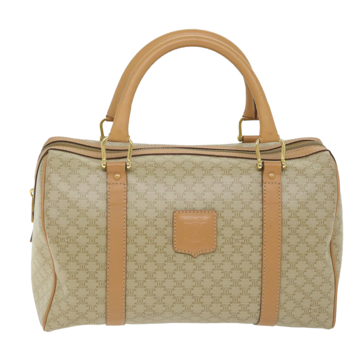 Luxury CELINE Macadam Canvas Boston Bag Beige am5215