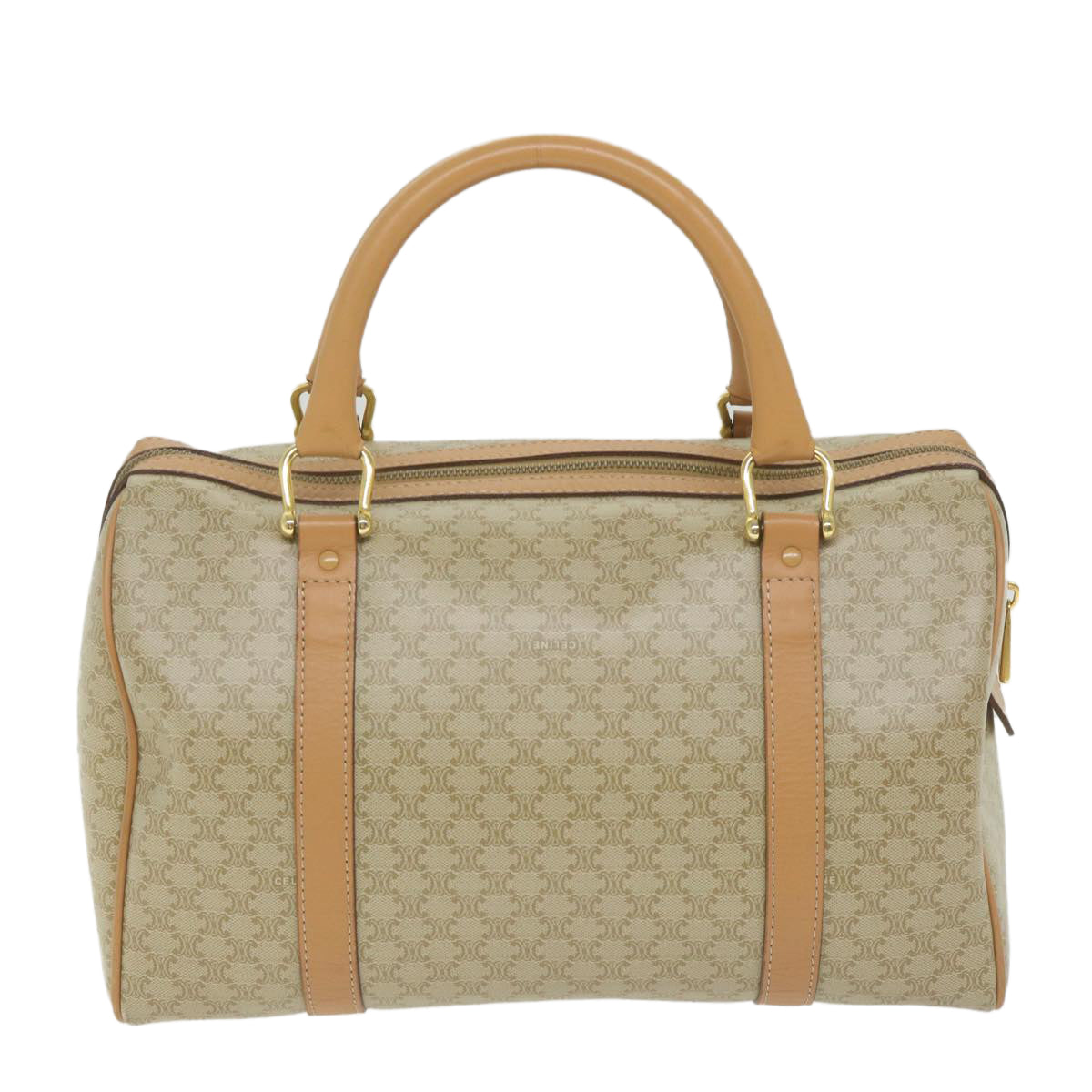 Luxury CELINE Macadam Canvas Boston Bag Beige am5215