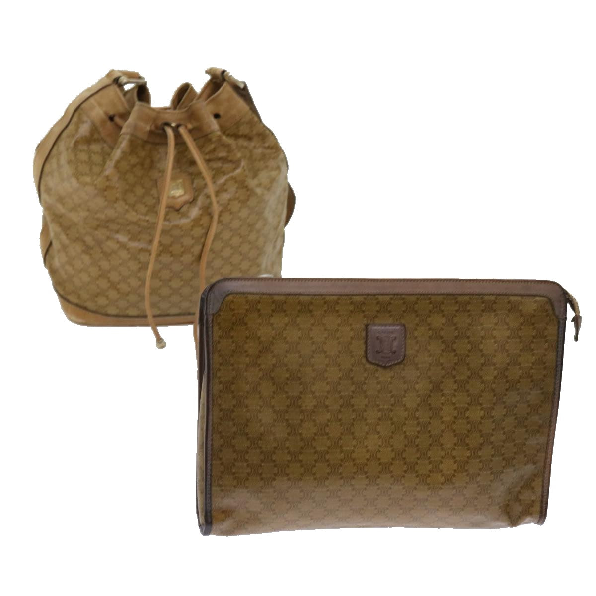Luxury CELINE Macadam Canvas clutch Shoulder Bag Coated Canvas 2Set Beige am5464