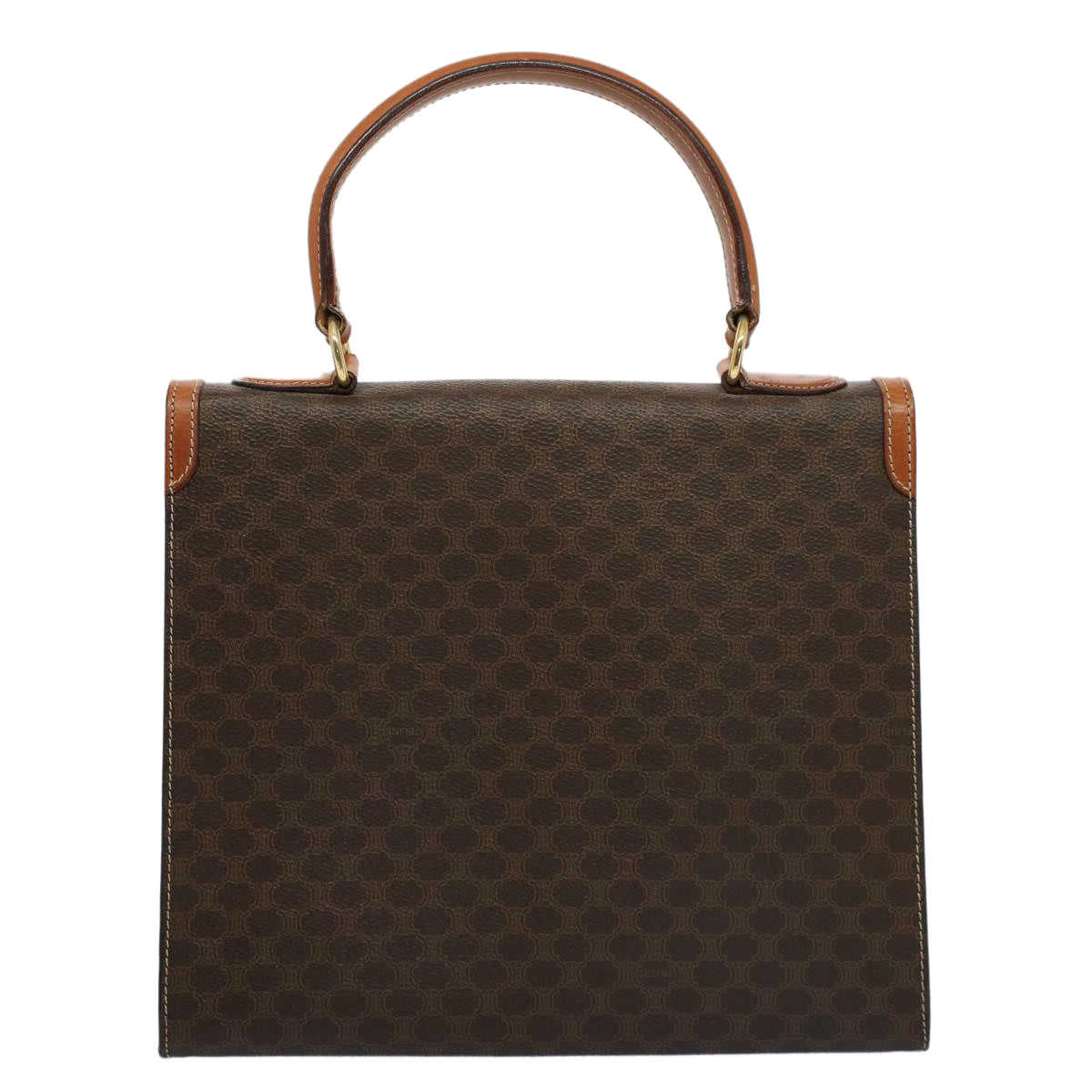 Luxury CELINE Macadam Canvas Hand Bag PVC Leather Brown ar10248