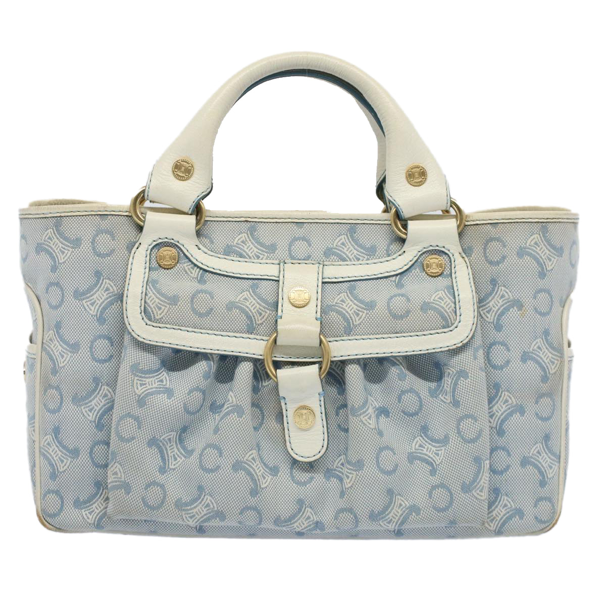 Luxury CELINE Paris Macadam Canvas Boogie Bag Hand Bag Light Blue ar10376B