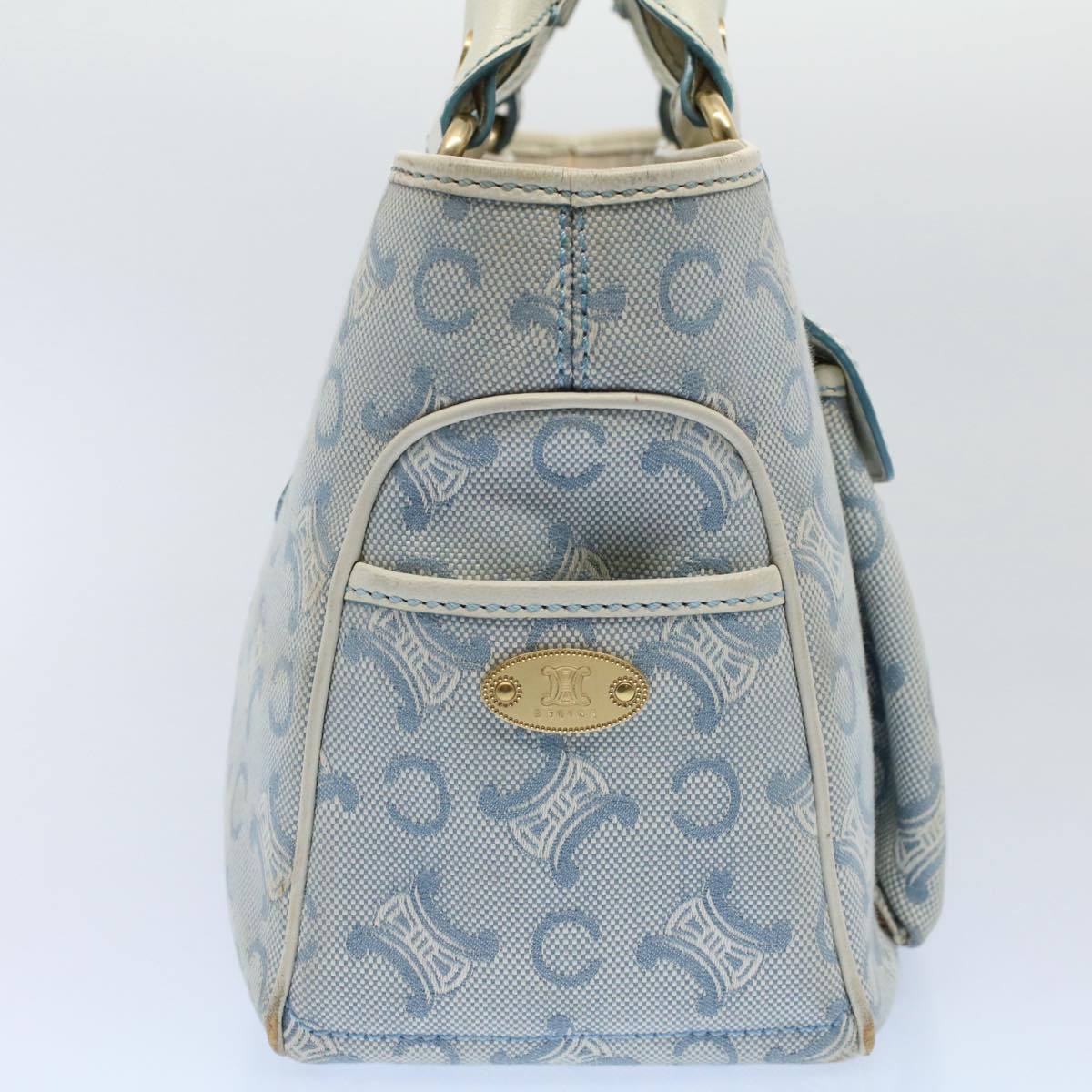 Luxury CELINE Paris Macadam Canvas Boogie Bag Hand Bag Light Blue ar10376B
