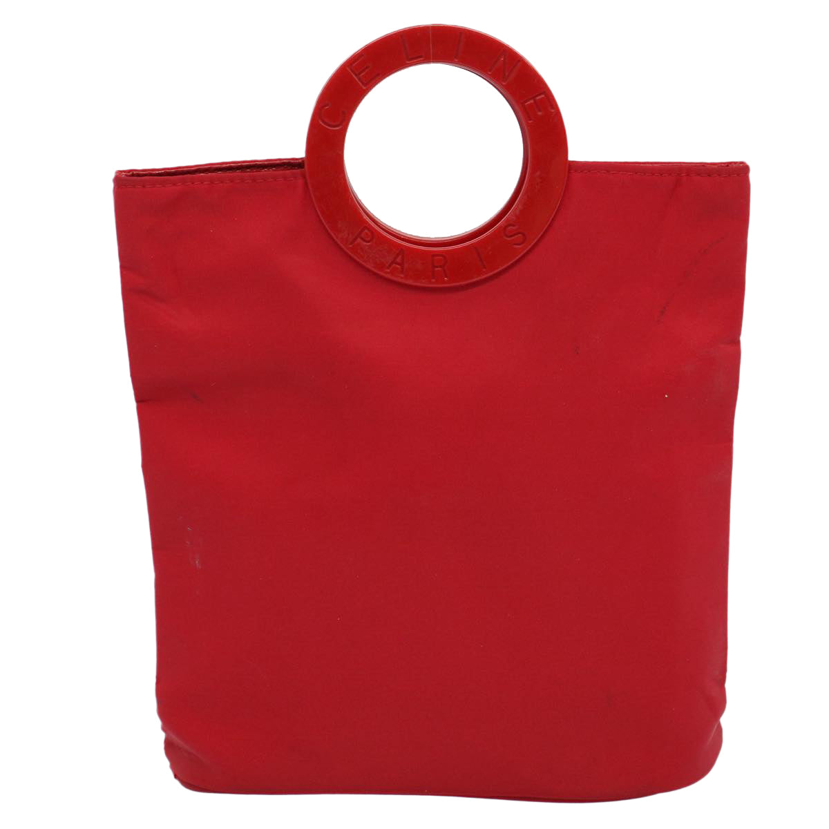Luxury CELINE Circle Hand Bag Nylon Red ar10732